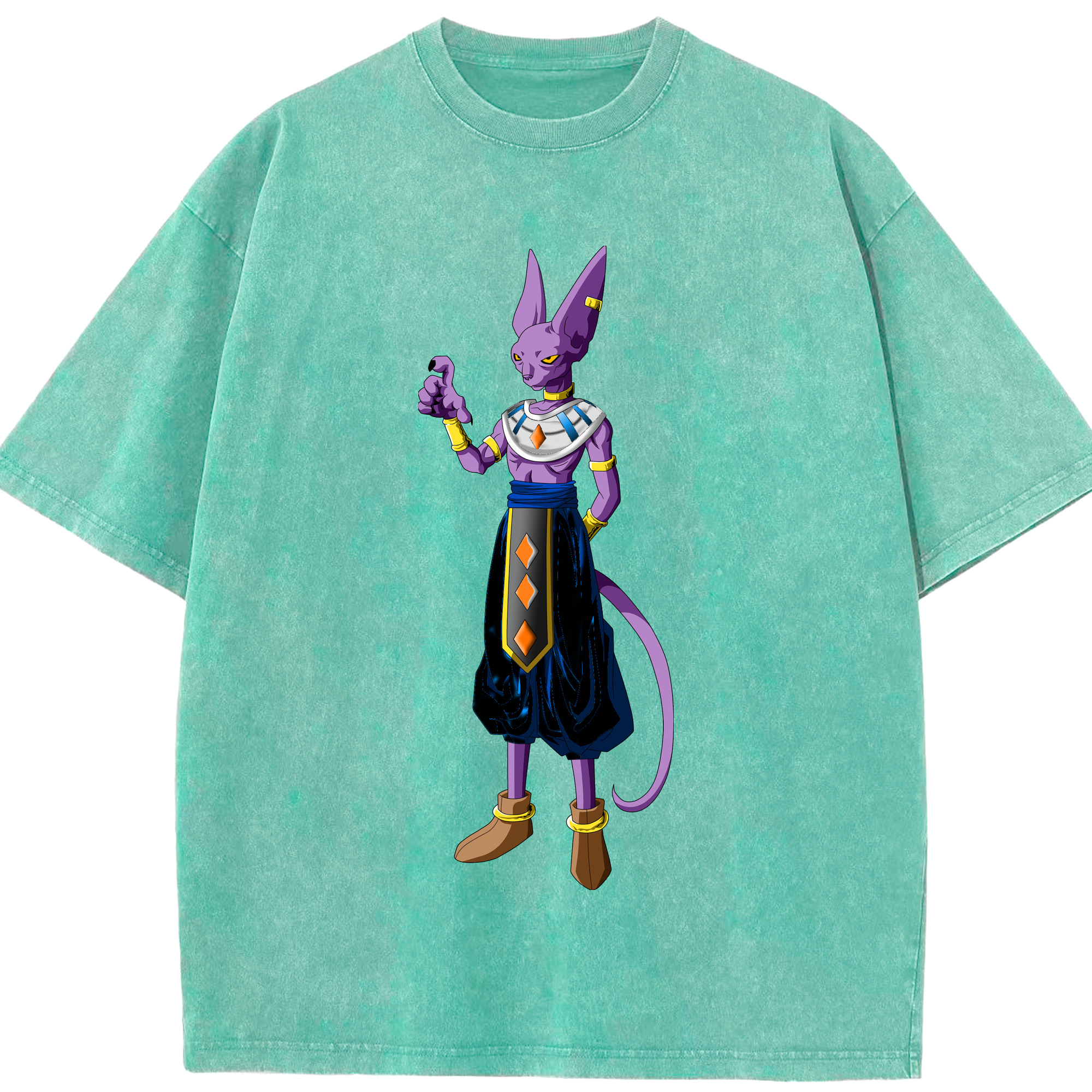 （画像用） ドラゴンボール ビルス 破壊神ビルス DRAGON BALL Beerus Birusu 綿100% ヴィンテージ風 半袖Tシャツ（フロントプリント）